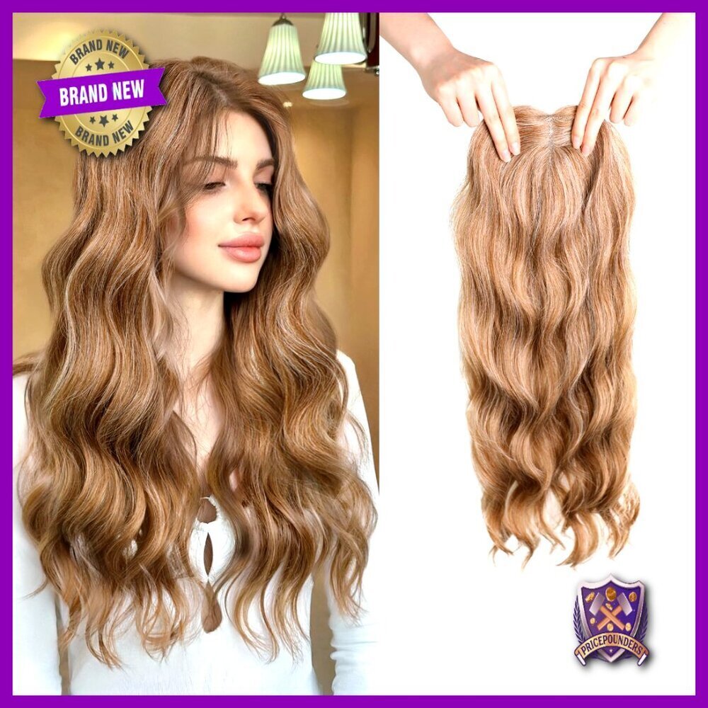 Synthetic Hair Topper Hand-Tied Lace Front Clip-In 24 Inch Wavy